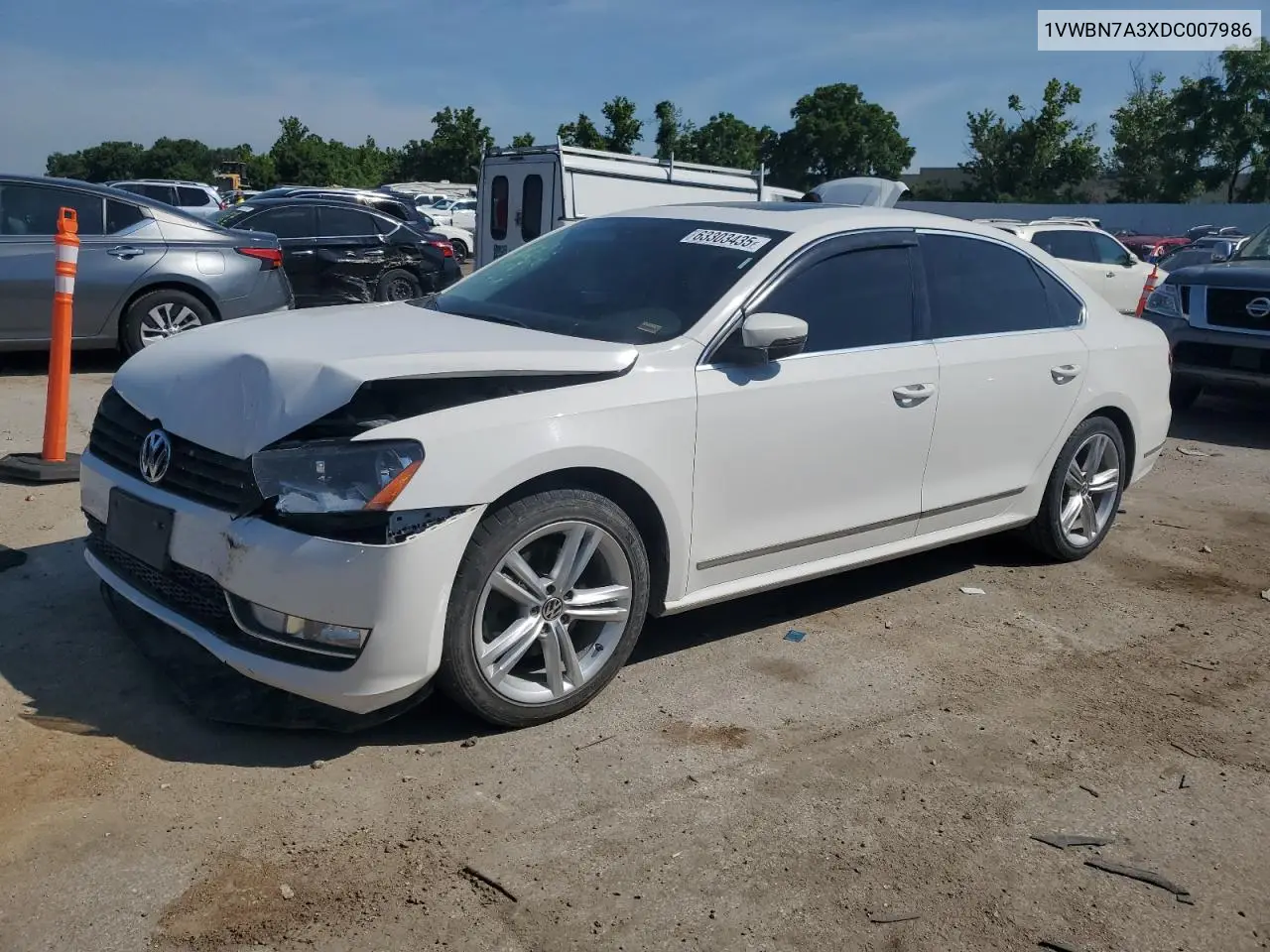 2013 Volkswagen Passat Se VIN: 1VWBN7A3XDC007986 Lot: 63303435
