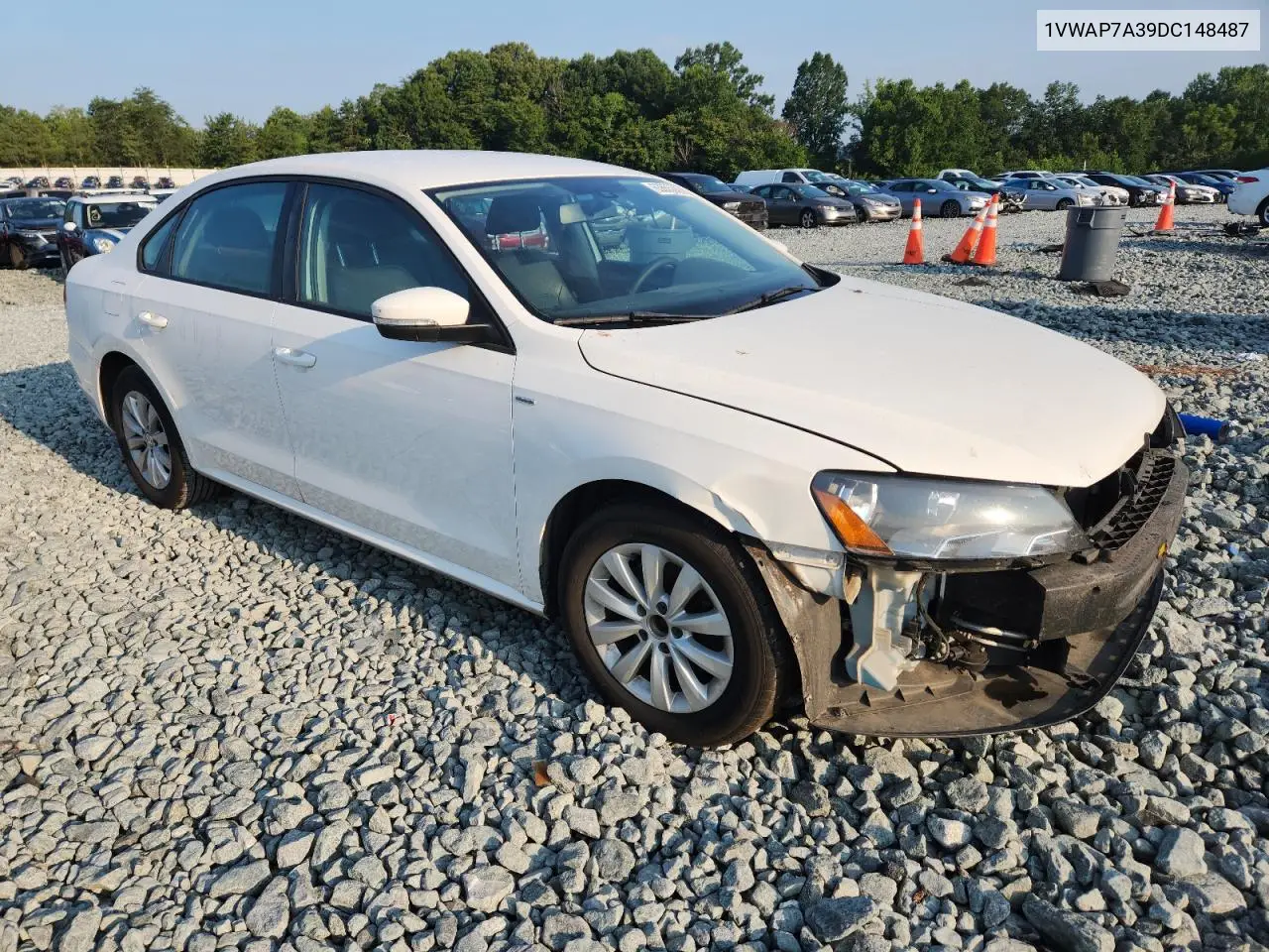 2013 Volkswagen Passat S VIN: 1VWAP7A39DC148487 Lot: 63655245
