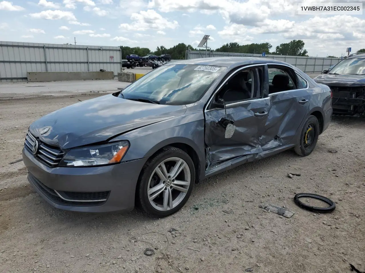 2014 Volkswagen Passat Se VIN: 1VWBH7A31EC002345 Lot: 62750305