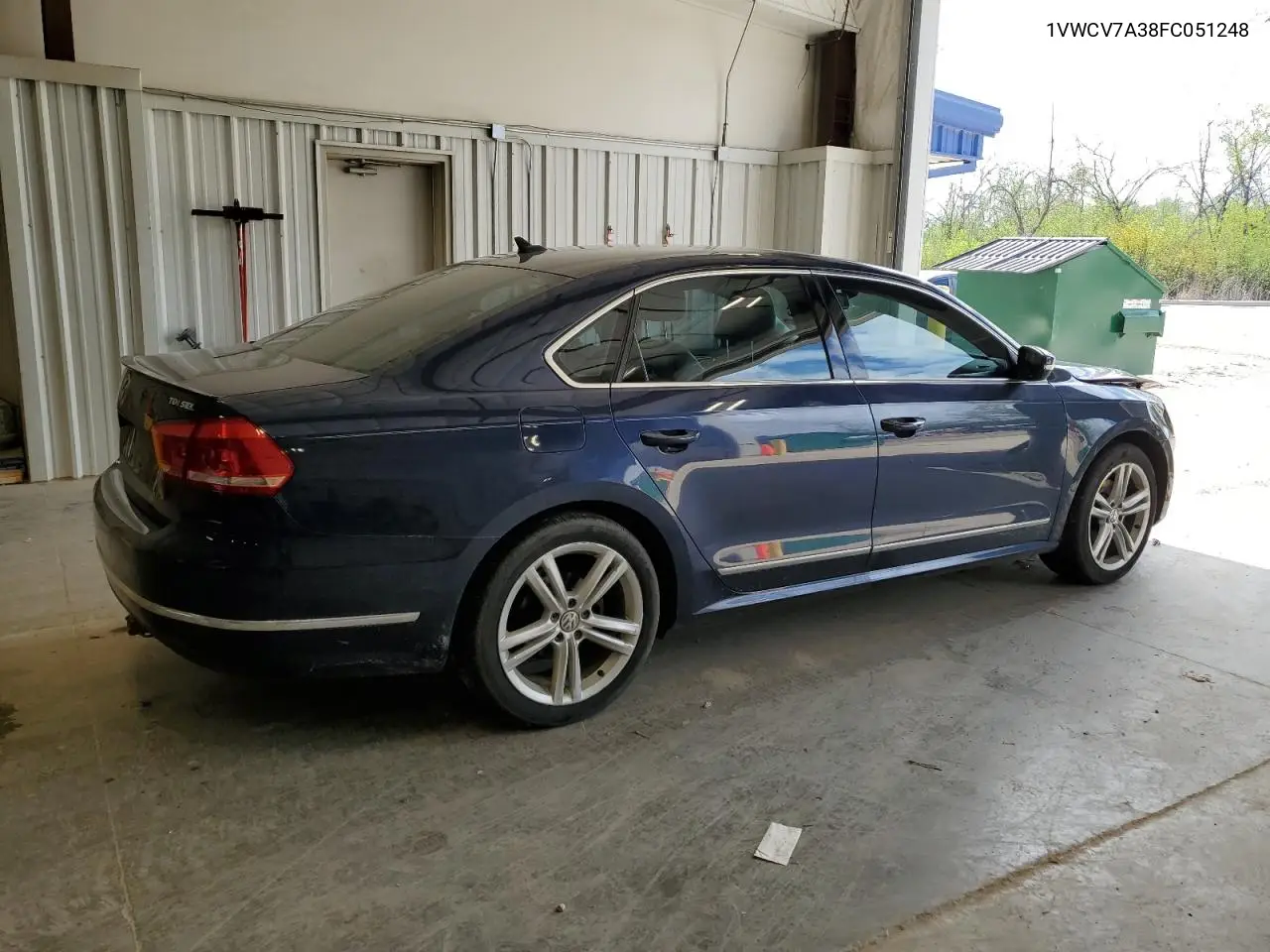 2015 Volkswagen Passat Sel VIN: 1VWCV7A38FC051248 Lot: 57019325