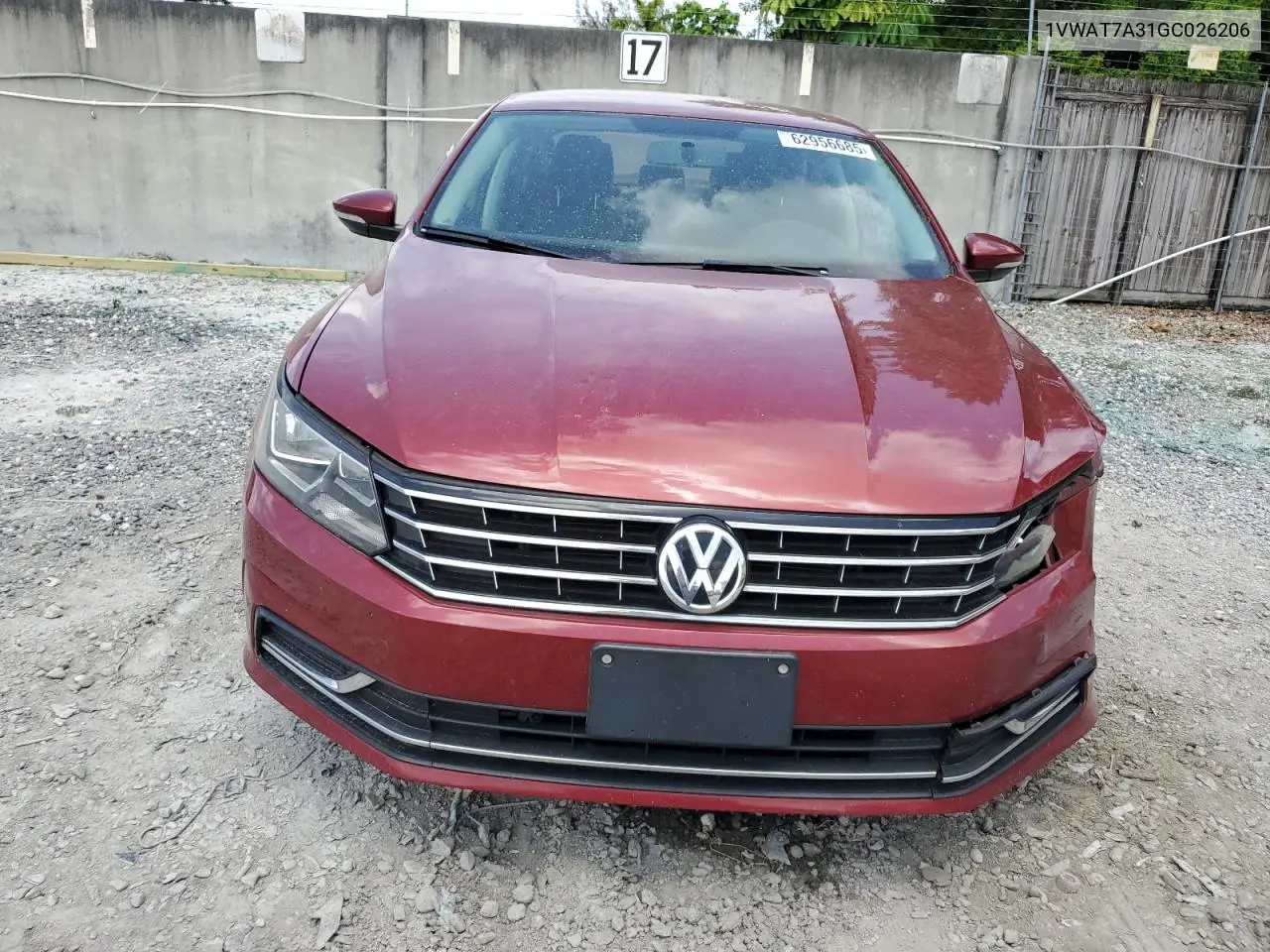 2016 Volkswagen Passat S VIN: 1VWAT7A31GC026206 Lot: 62956685