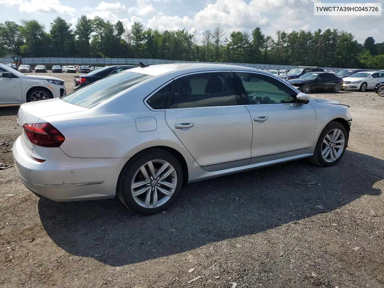 2017 Volkswagen Passat Sel Premium VIN: 1VWCT7A39HC045726 Lot: 62747425