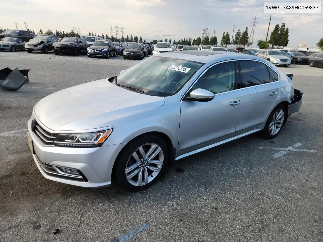 2017 Volkswagen Passat Se VIN: 1VWGT7A39HC059837 Lot: 65276385