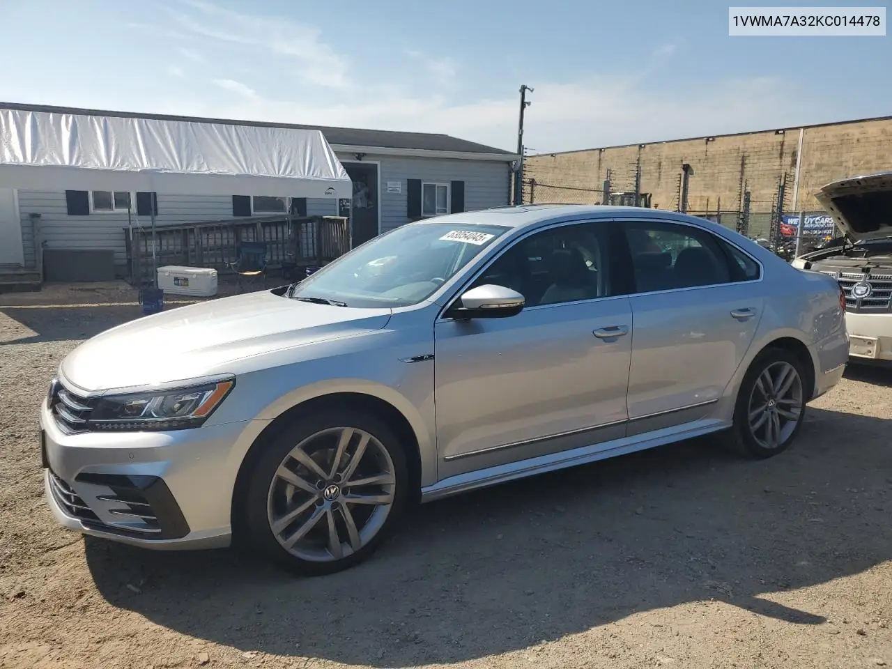 2019 Volkswagen Passat Se R-Line VIN: 1VWMA7A32KC014478 Lot: 63054045