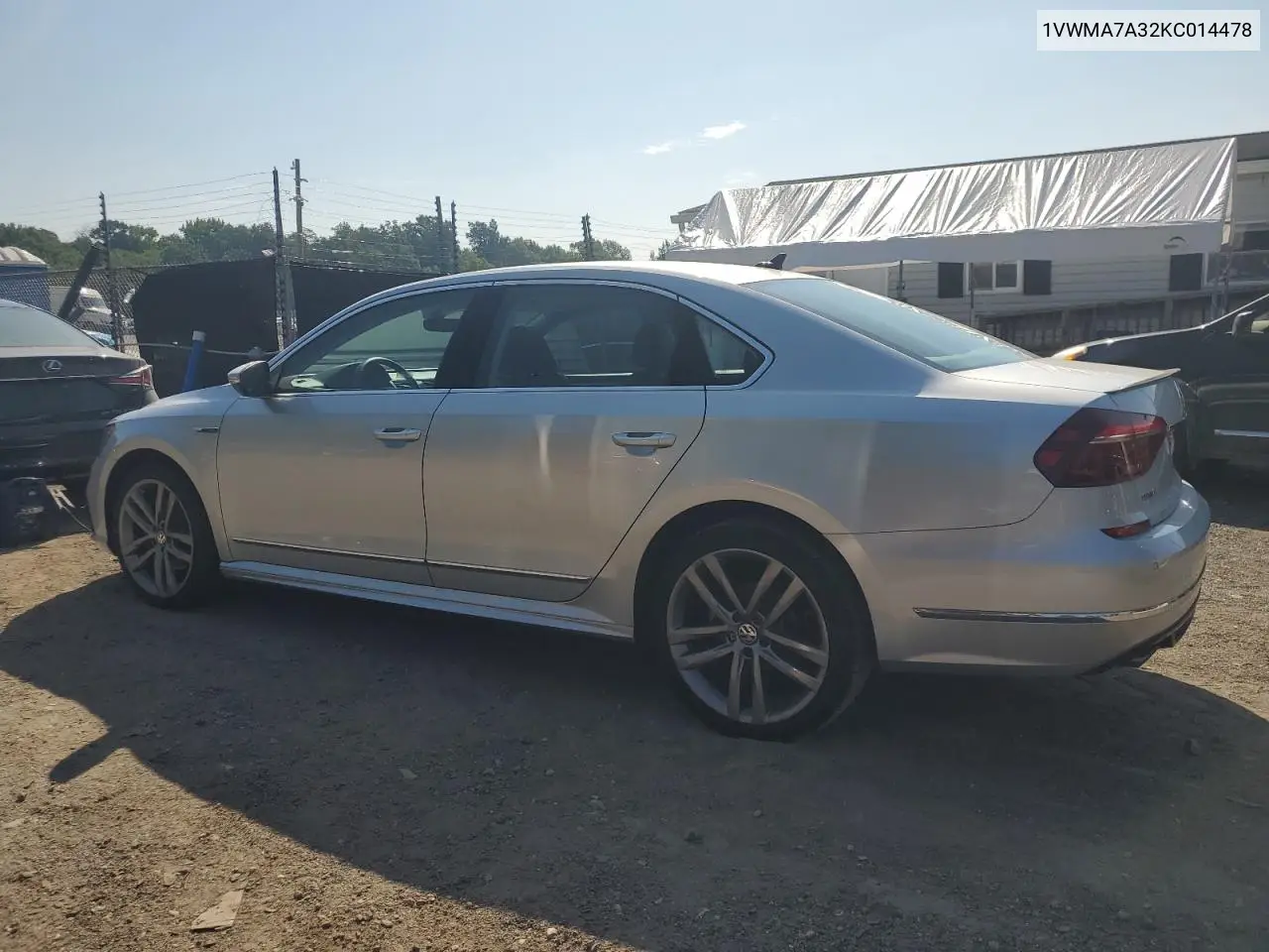 2019 Volkswagen Passat Se R-Line VIN: 1VWMA7A32KC014478 Lot: 63054045