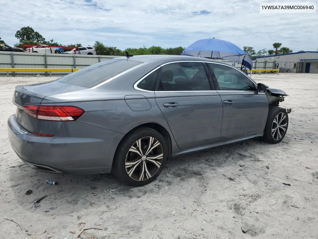 2021 Volkswagen Passat Se VIN: 1VWSA7A39MC006940 Lot: 62538885