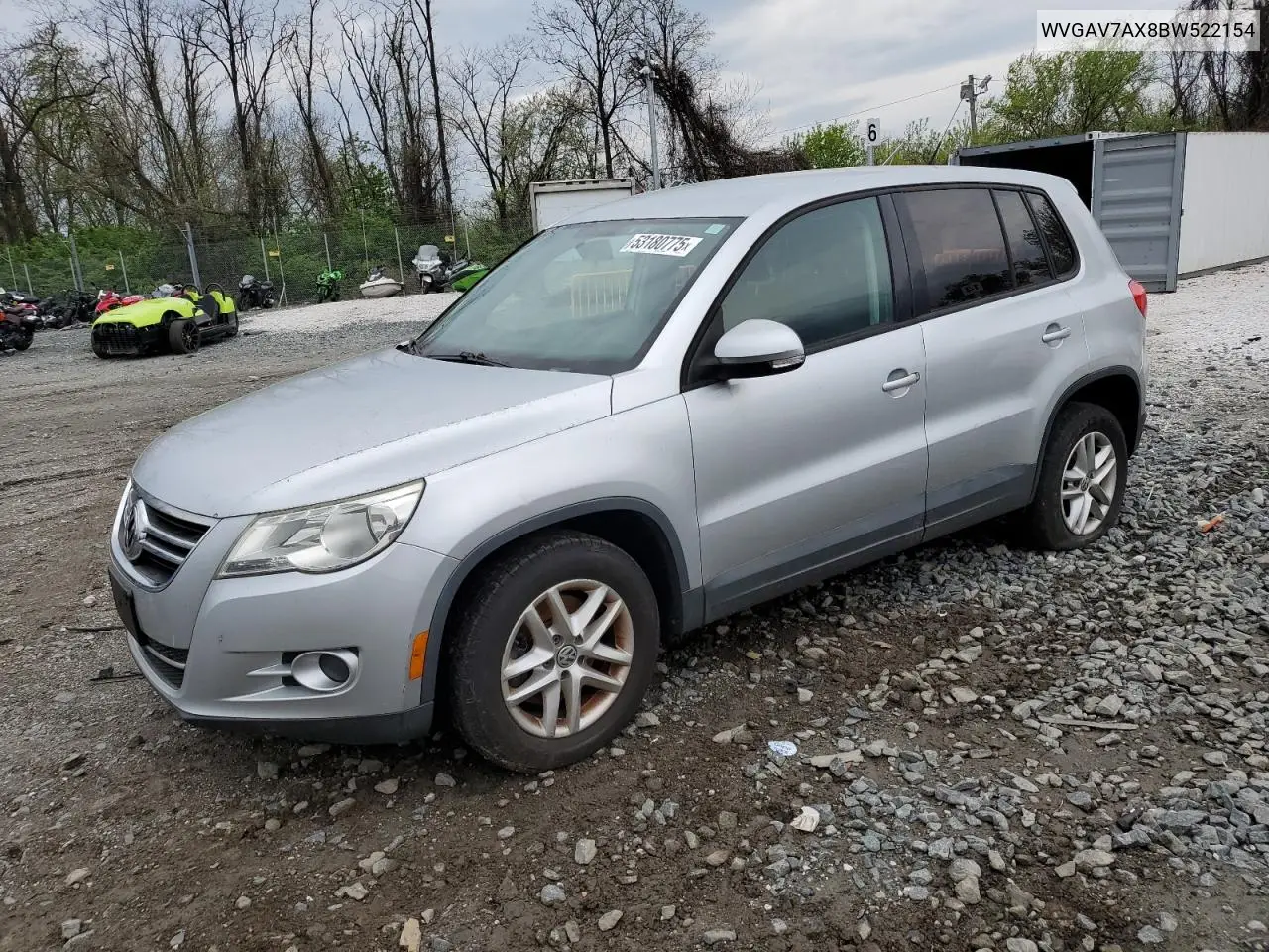 2011 Volkswagen Tiguan S VIN: WVGAV7AX8BW522154 Lot: 53180775