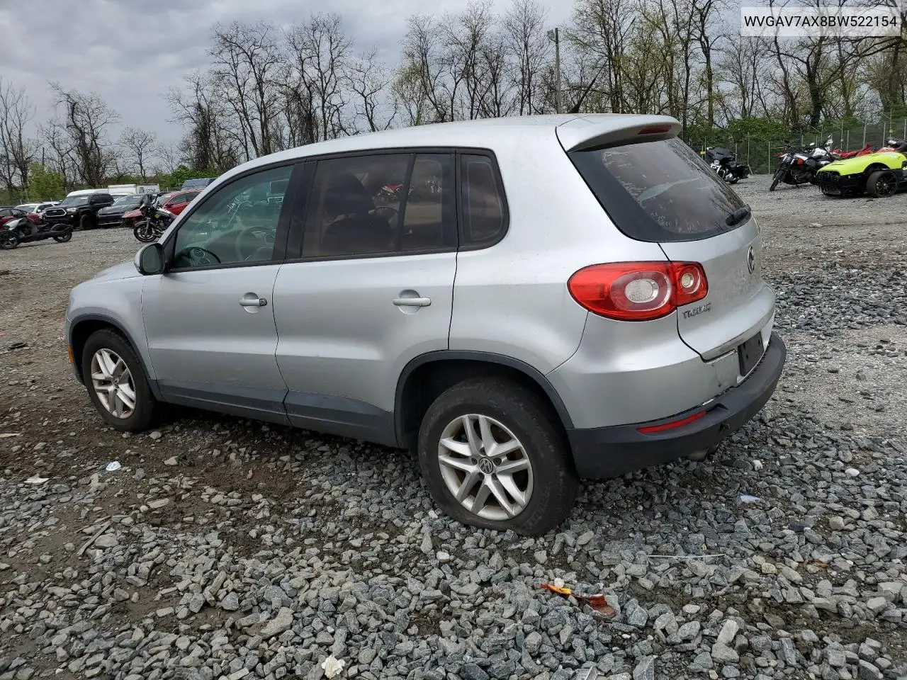 2011 Volkswagen Tiguan S VIN: WVGAV7AX8BW522154 Lot: 53180775