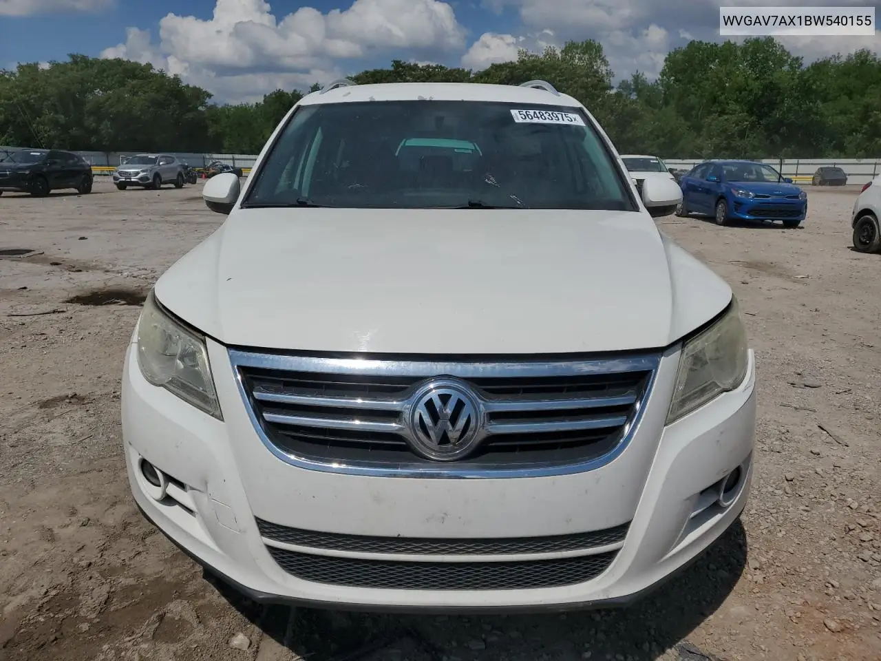 2011 Volkswagen Tiguan S VIN: WVGAV7AX1BW540155 Lot: 56483975