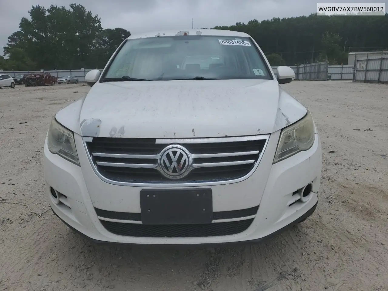 2011 Volkswagen Tiguan S VIN: WVGBV7AX7BW560012 Lot: 63031455