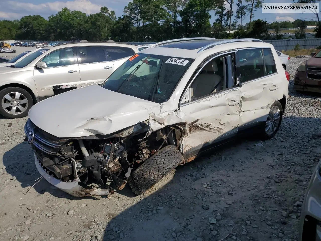 2014 Volkswagen Tiguan S VIN: WVGAV3AX3EW551574 Lot: 54248705