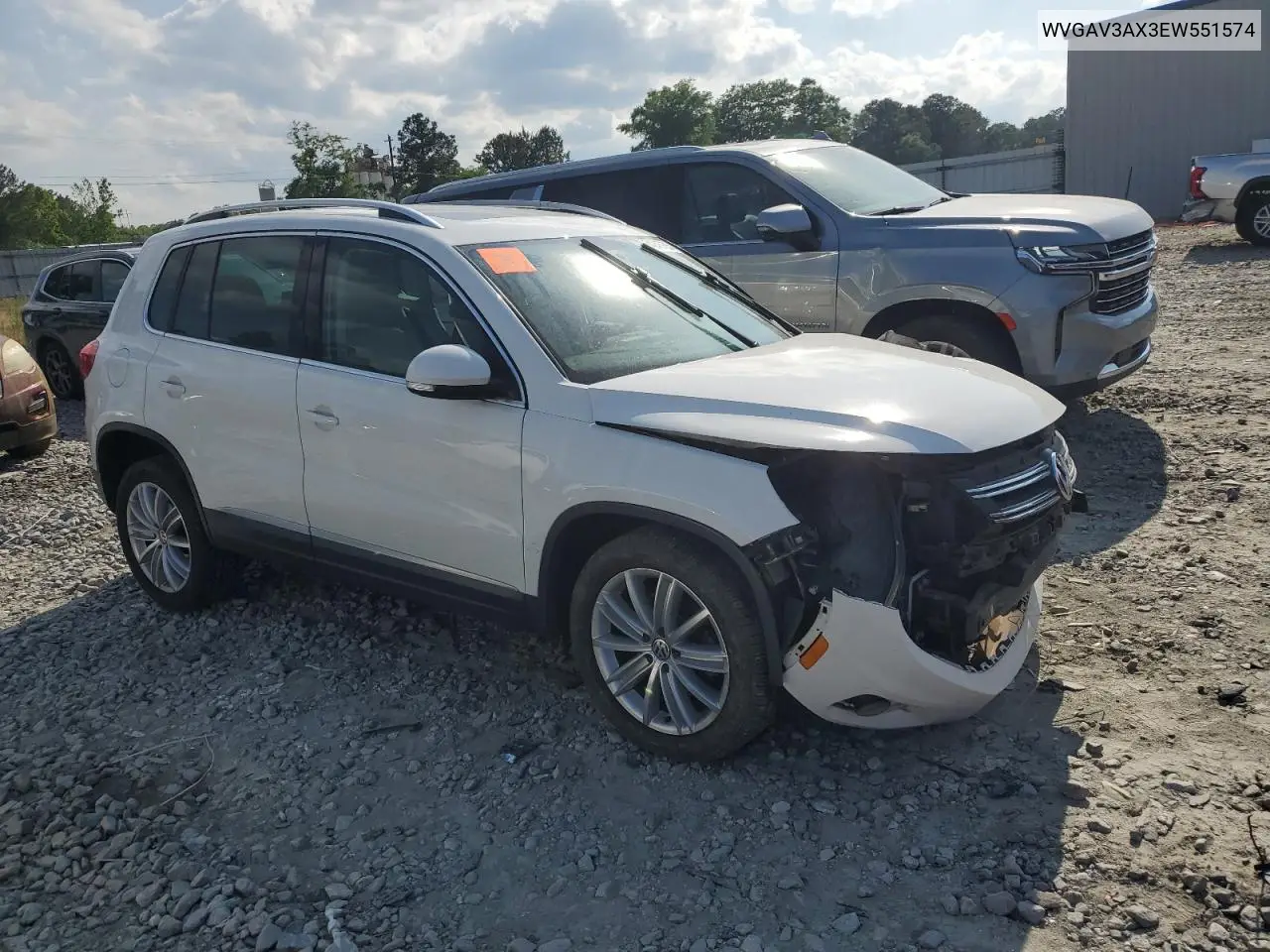2014 Volkswagen Tiguan S VIN: WVGAV3AX3EW551574 Lot: 54248705