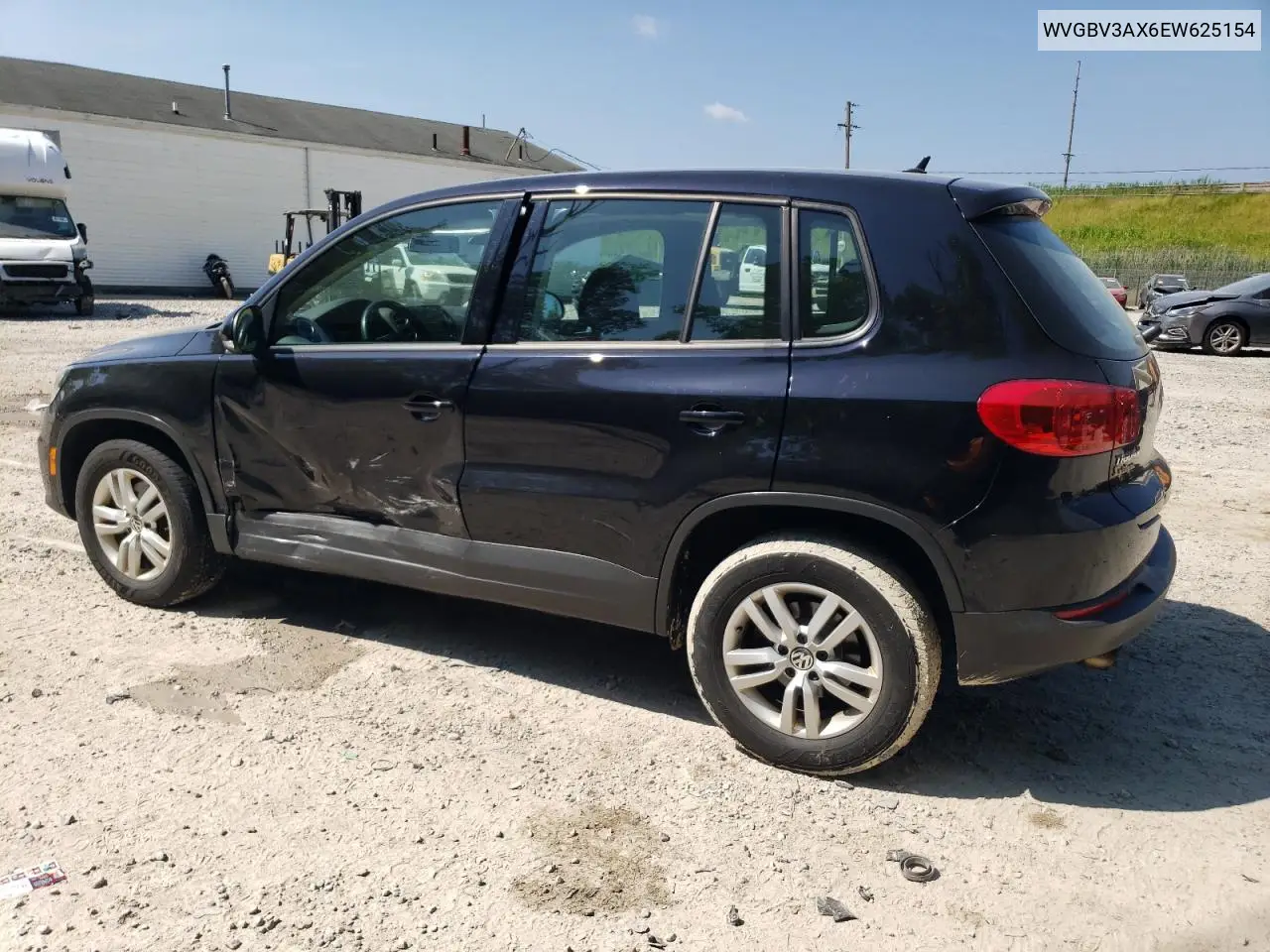 2014 Volkswagen Tiguan S VIN: WVGBV3AX6EW625154 Lot: 62318375