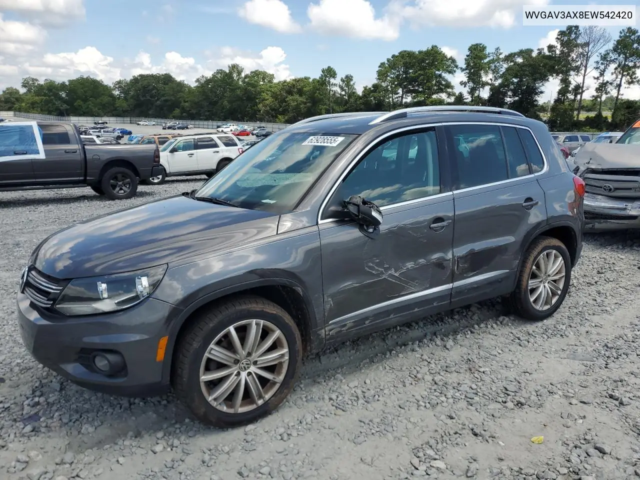 2014 Volkswagen Tiguan S VIN: WVGAV3AX8EW542420 Lot: 62928555