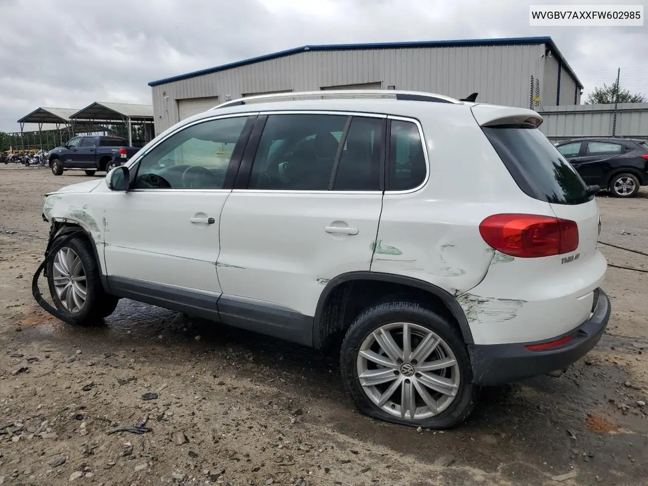 2015 Volkswagen Tiguan S VIN: WVGBV7AXXFW602985 Lot: 61500235
