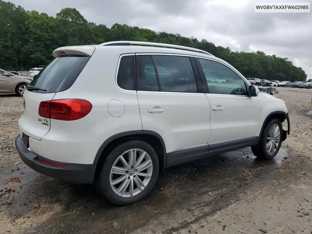 2015 Volkswagen Tiguan S VIN: WVGBV7AXXFW602985 Lot: 61500235