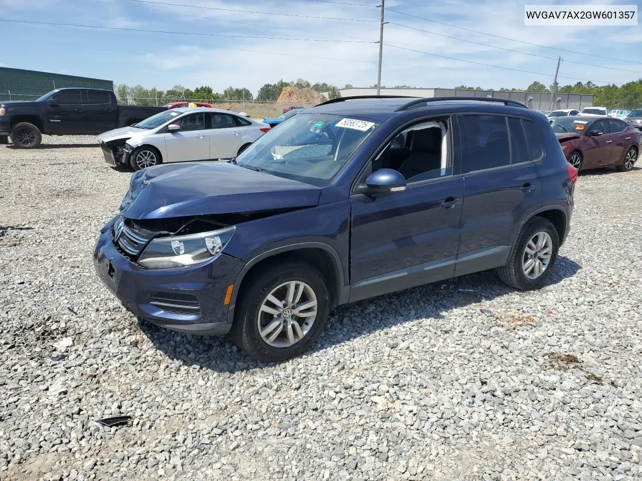 2016 Volkswagen Tiguan S VIN: WVGAV7AX2GW601357 Lot: 50563725