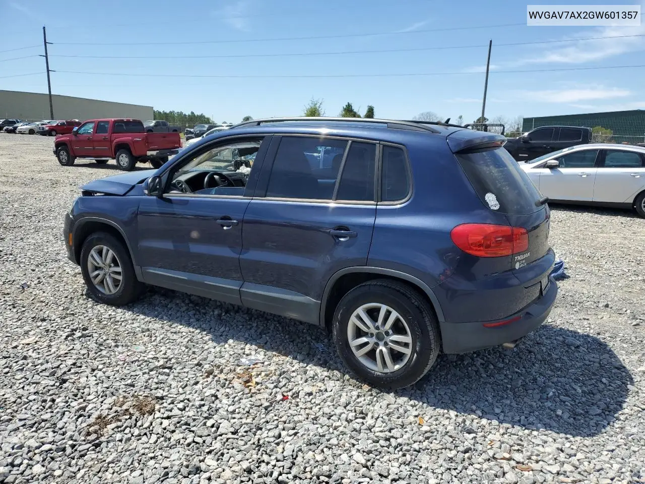 2016 Volkswagen Tiguan S VIN: WVGAV7AX2GW601357 Lot: 50563725