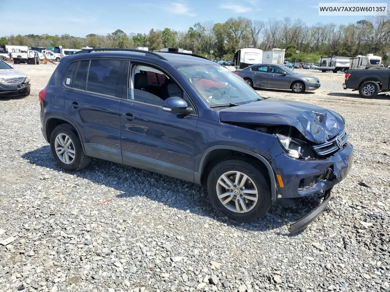 2016 Volkswagen Tiguan S VIN: WVGAV7AX2GW601357 Lot: 50563725