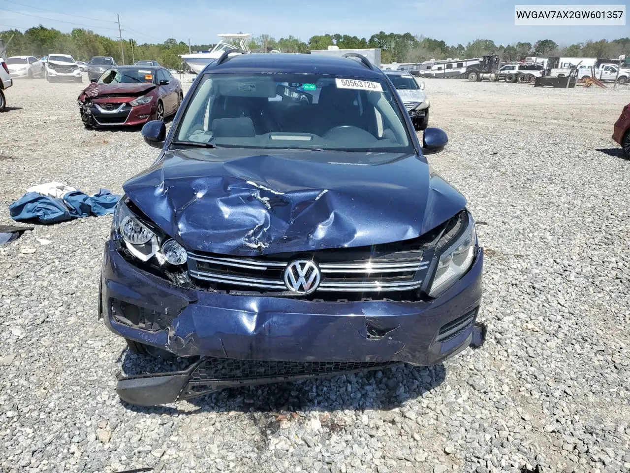 2016 Volkswagen Tiguan S VIN: WVGAV7AX2GW601357 Lot: 50563725