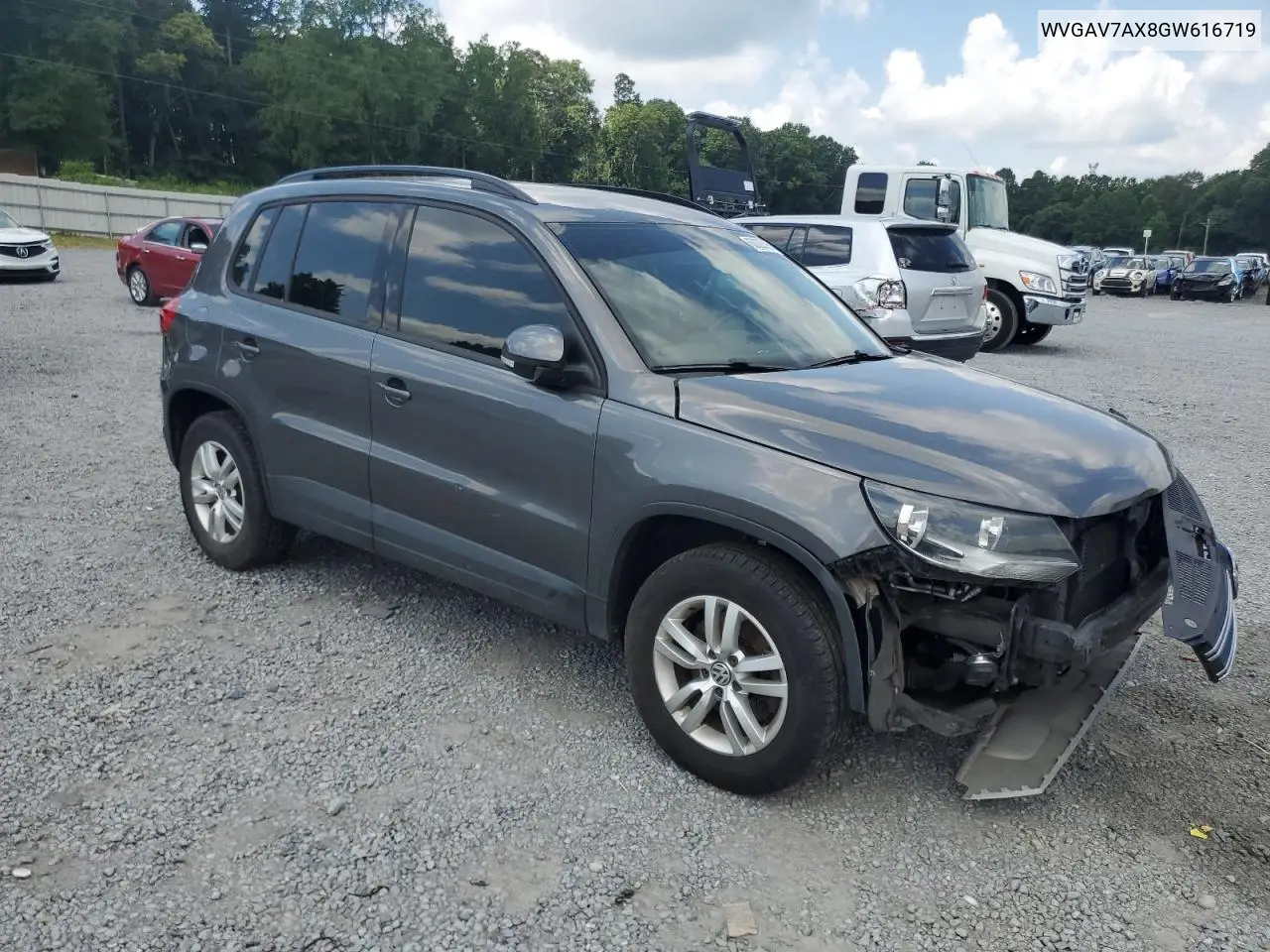 2016 Volkswagen Tiguan S VIN: WVGAV7AX8GW616719 Lot: 63033595