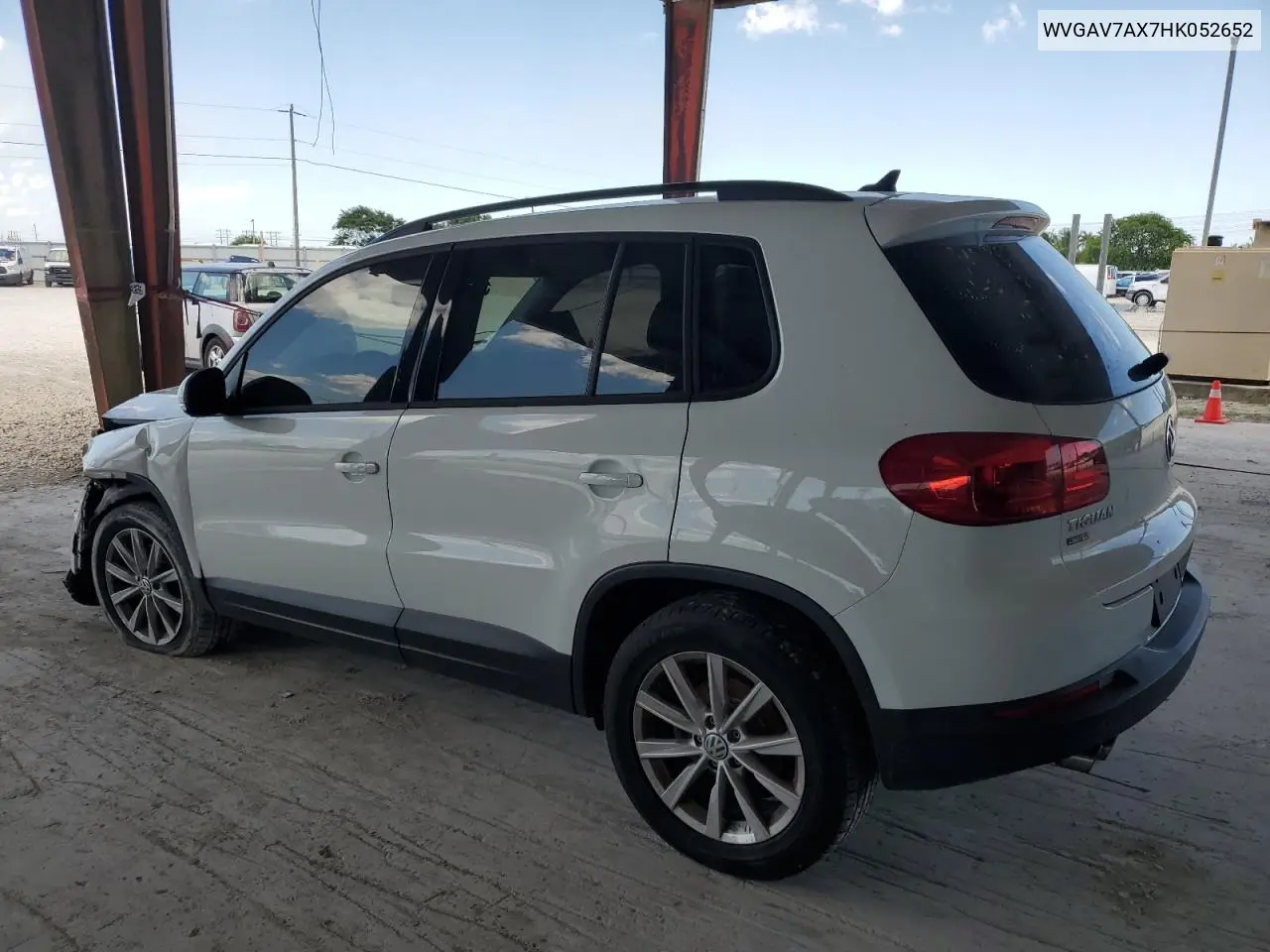 2017 Volkswagen Tiguan S VIN: WVGAV7AX7HK052652 Lot: 57235065