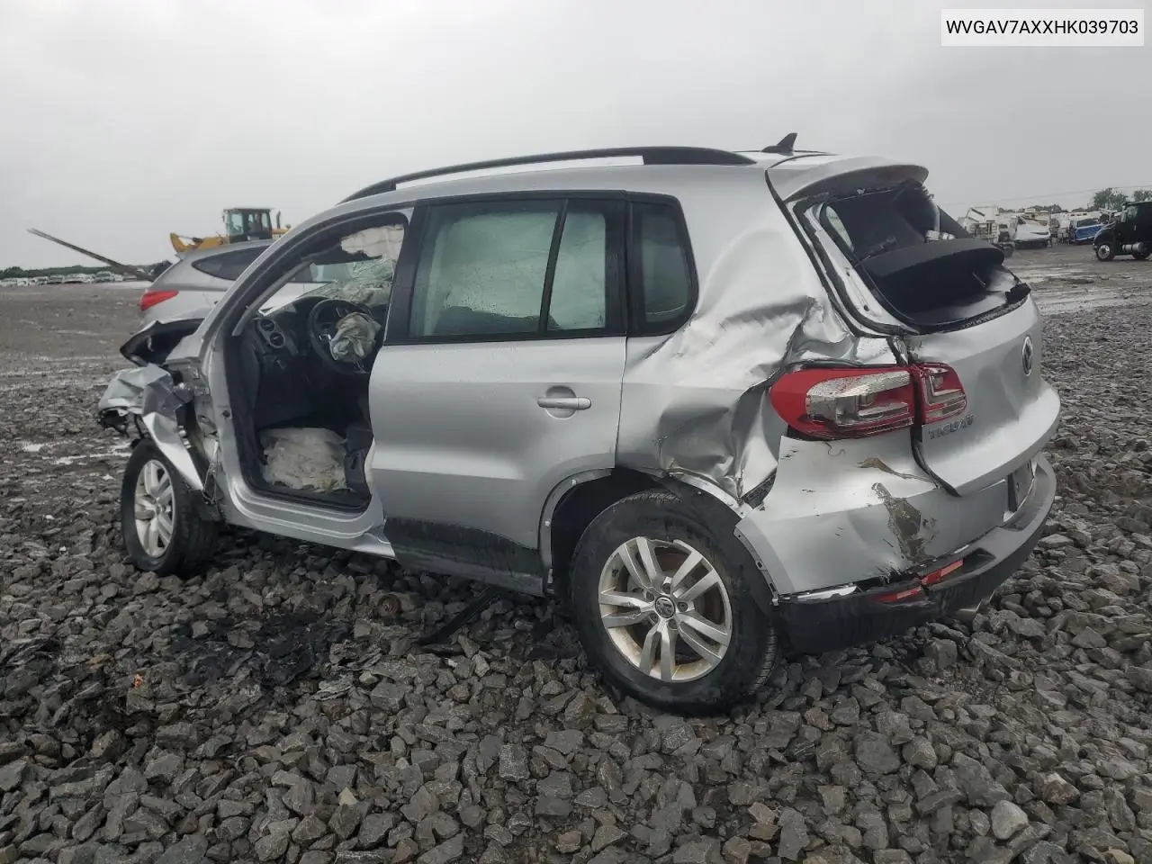 2017 Volkswagen Tiguan S VIN: WVGAV7AXXHK039703 Lot: 59175923