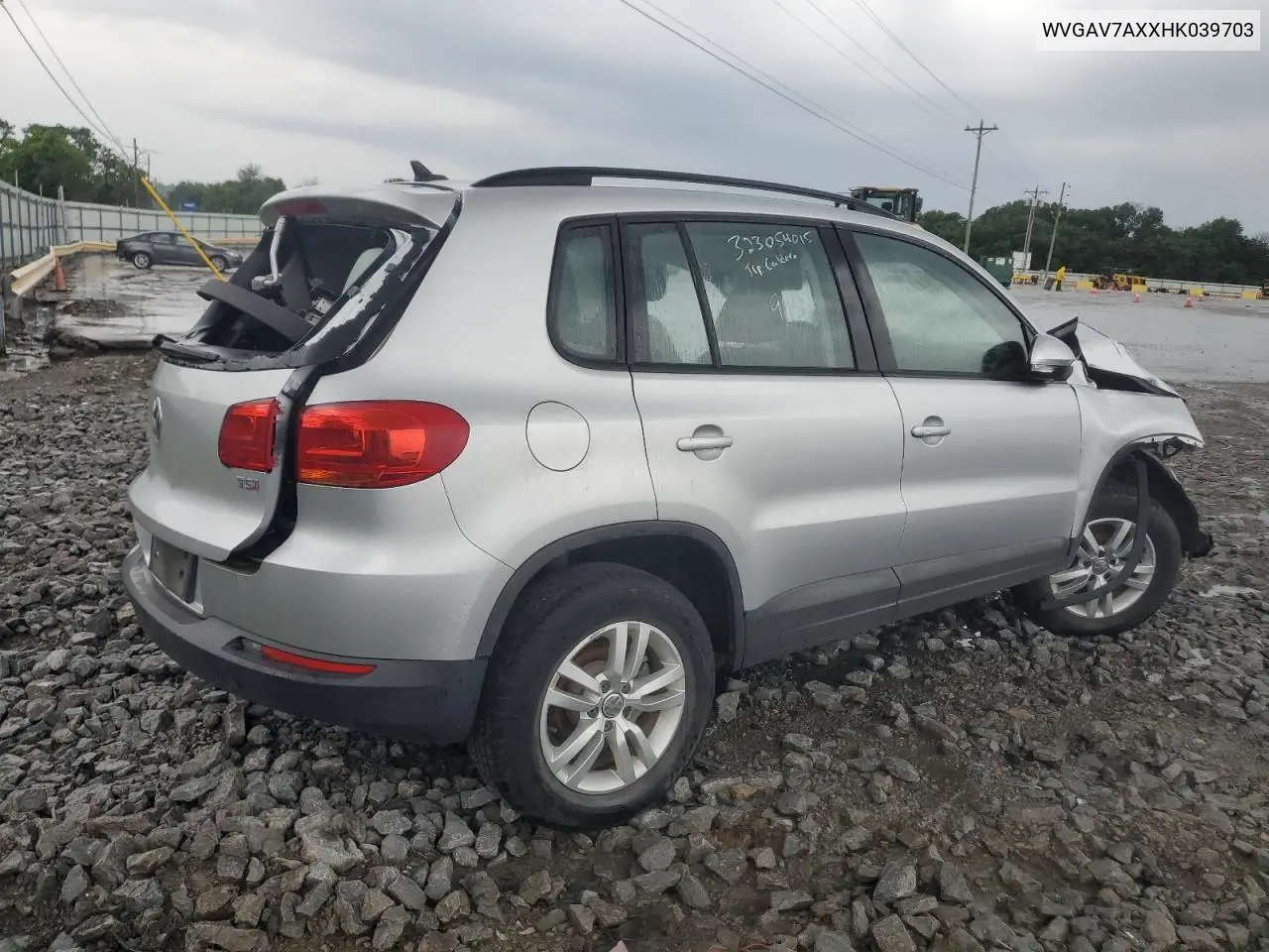 2017 Volkswagen Tiguan S VIN: WVGAV7AXXHK039703 Lot: 59175923