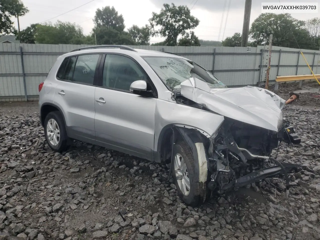 2017 Volkswagen Tiguan S VIN: WVGAV7AXXHK039703 Lot: 59175923