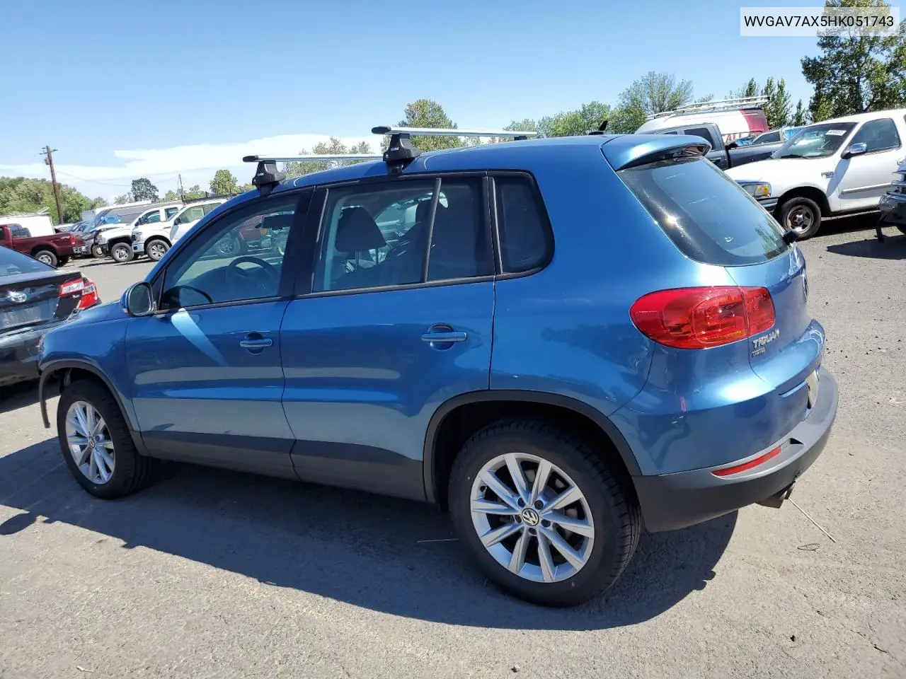 2017 Volkswagen Tiguan S VIN: WVGAV7AX5HK051743 Lot: 62784215