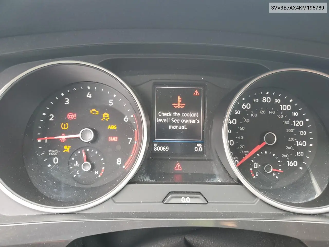 2019 Volkswagen Tiguan Se VIN: 3VV3B7AX4KM195789 Lot: 56590015