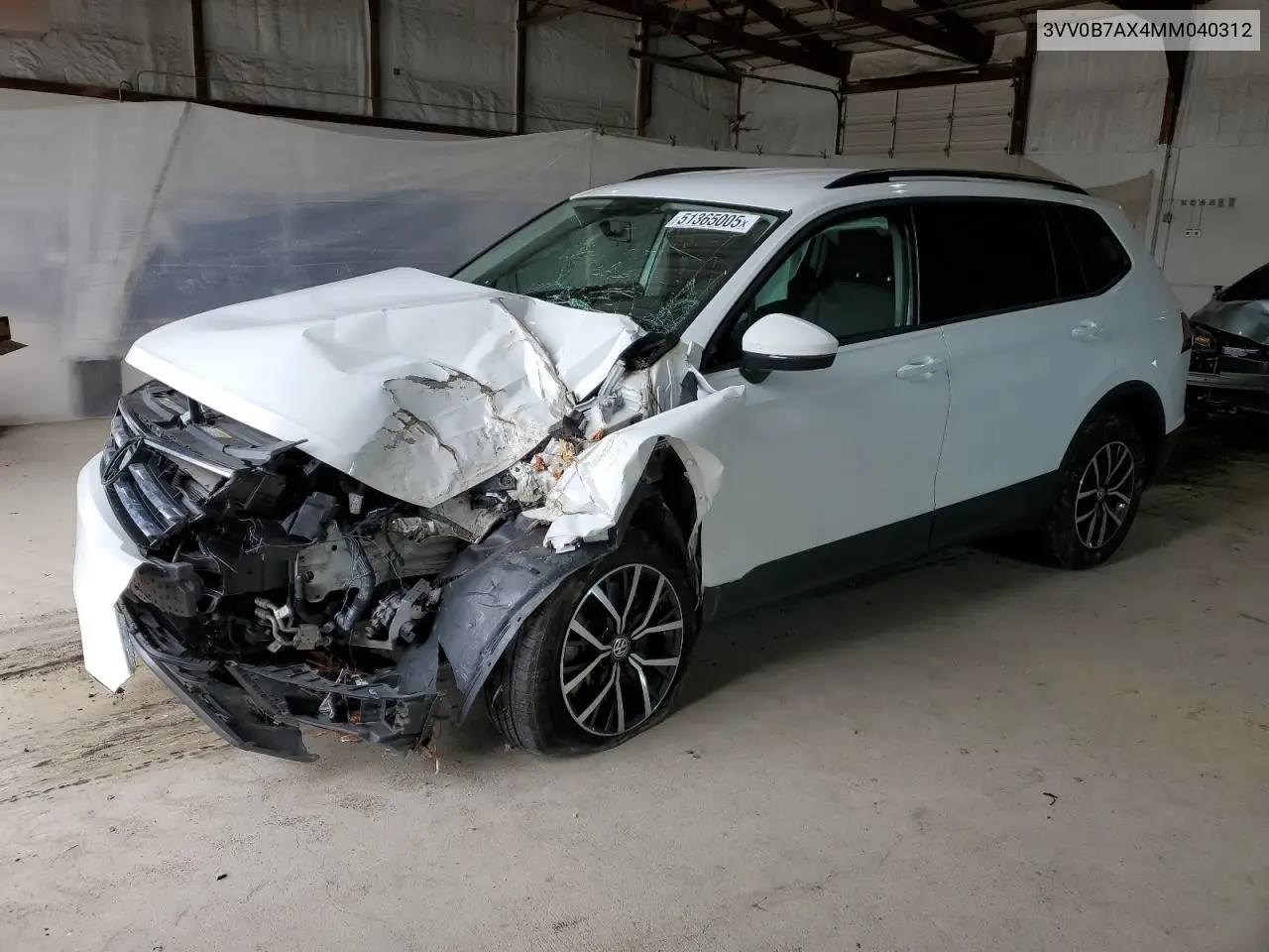 2021 Volkswagen Tiguan S VIN: 3VV0B7AX4MM040312 Lot: 51365005