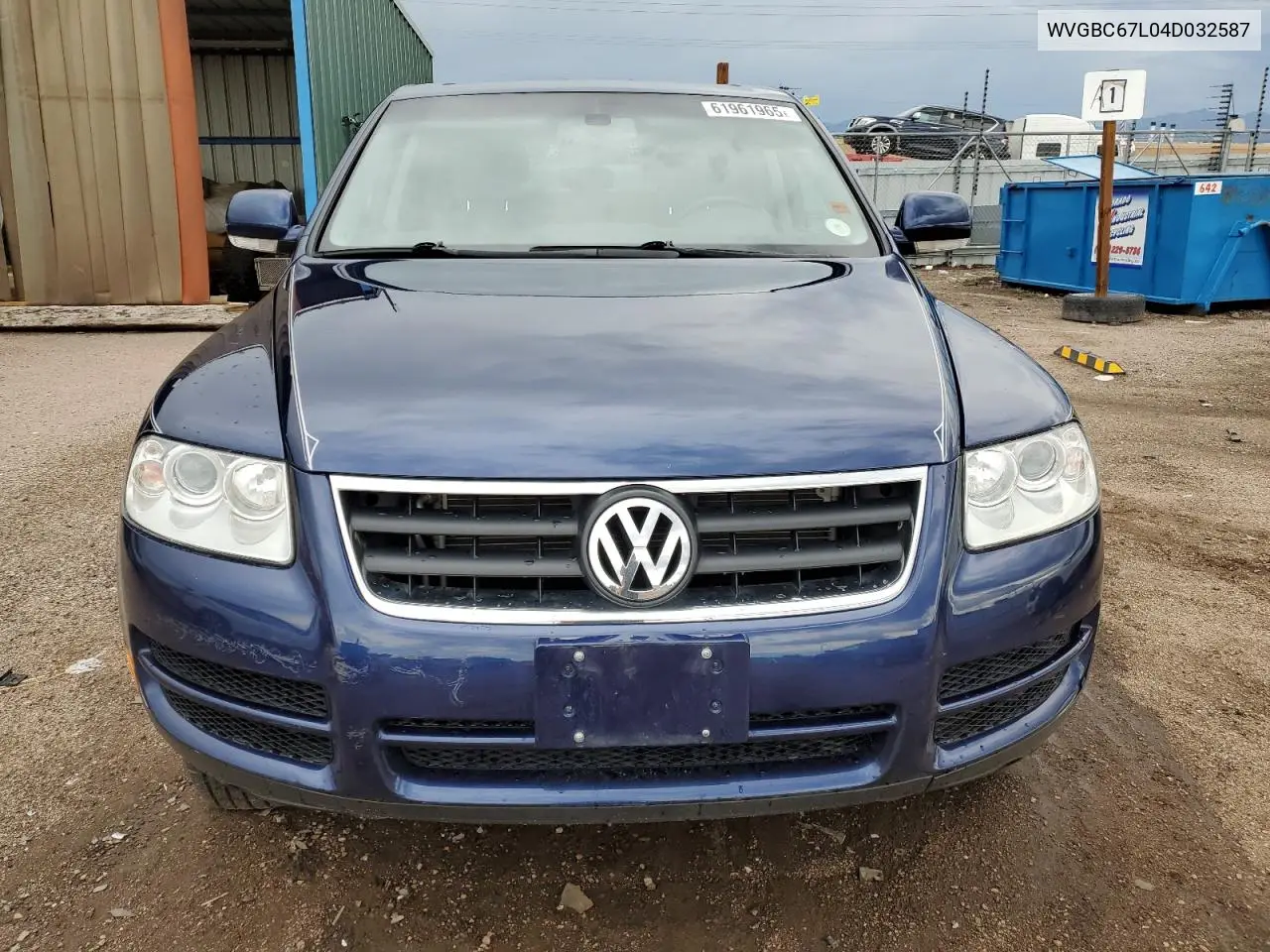 2004 Volkswagen Touareg 3.2 VIN: WVGBC67L04D032587 Lot: 61961965