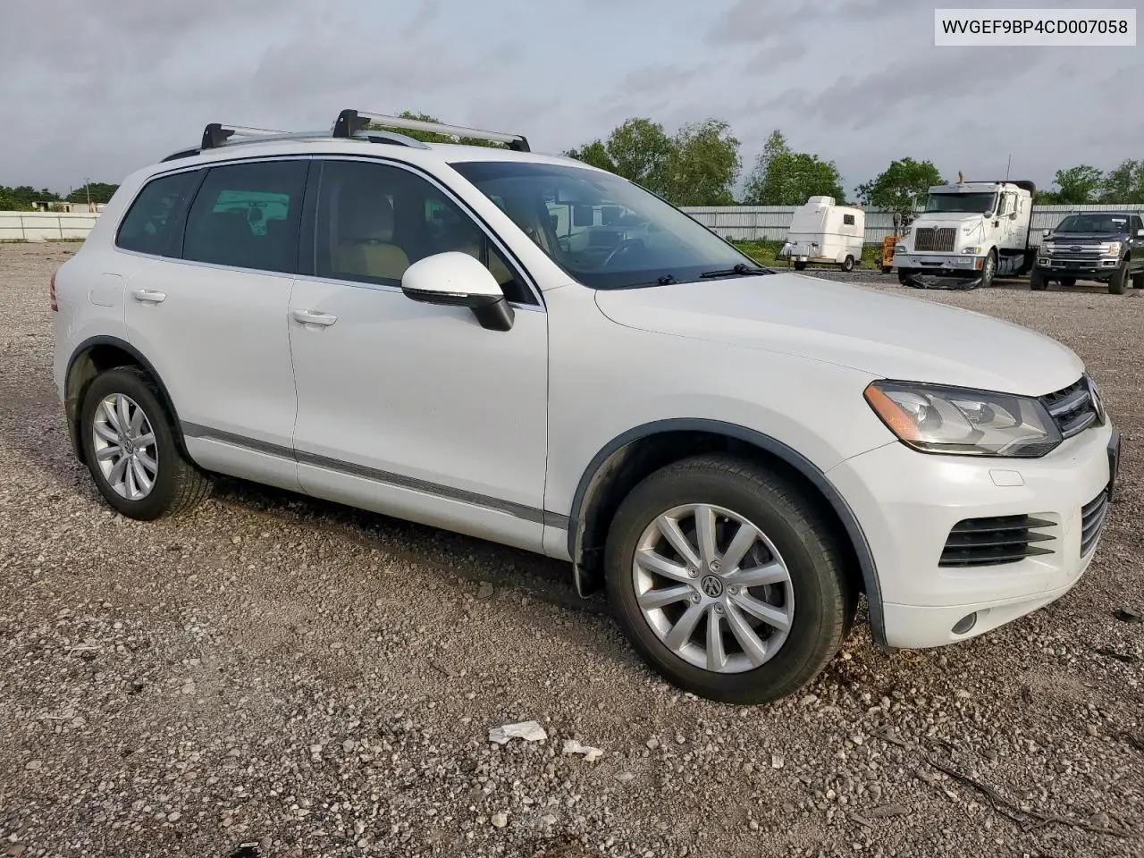 2012 Volkswagen Touareg V6 VIN: WVGEF9BP4CD007058 Lot: 56971745