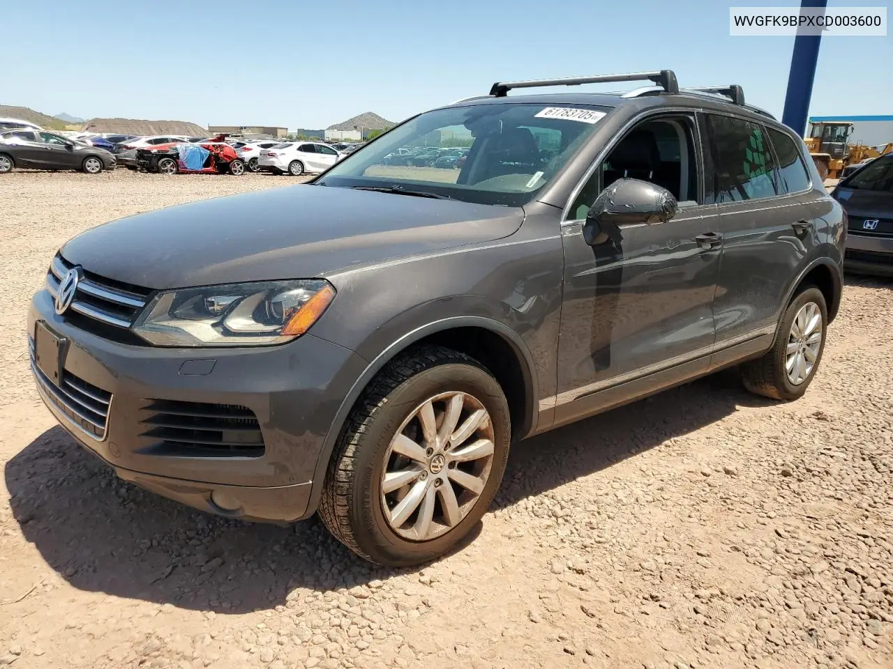 2012 Volkswagen Touareg V6 Tdi VIN: WVGFK9BPXCD003600 Lot: 61783705