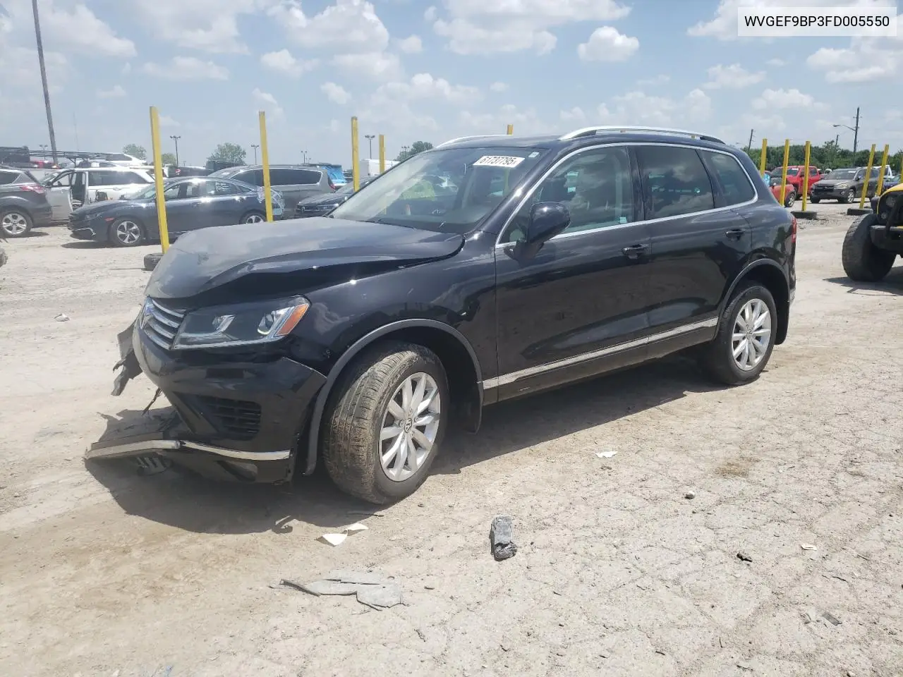 2015 Volkswagen Touareg V6 VIN: WVGEF9BP3FD005550 Lot: 61737795