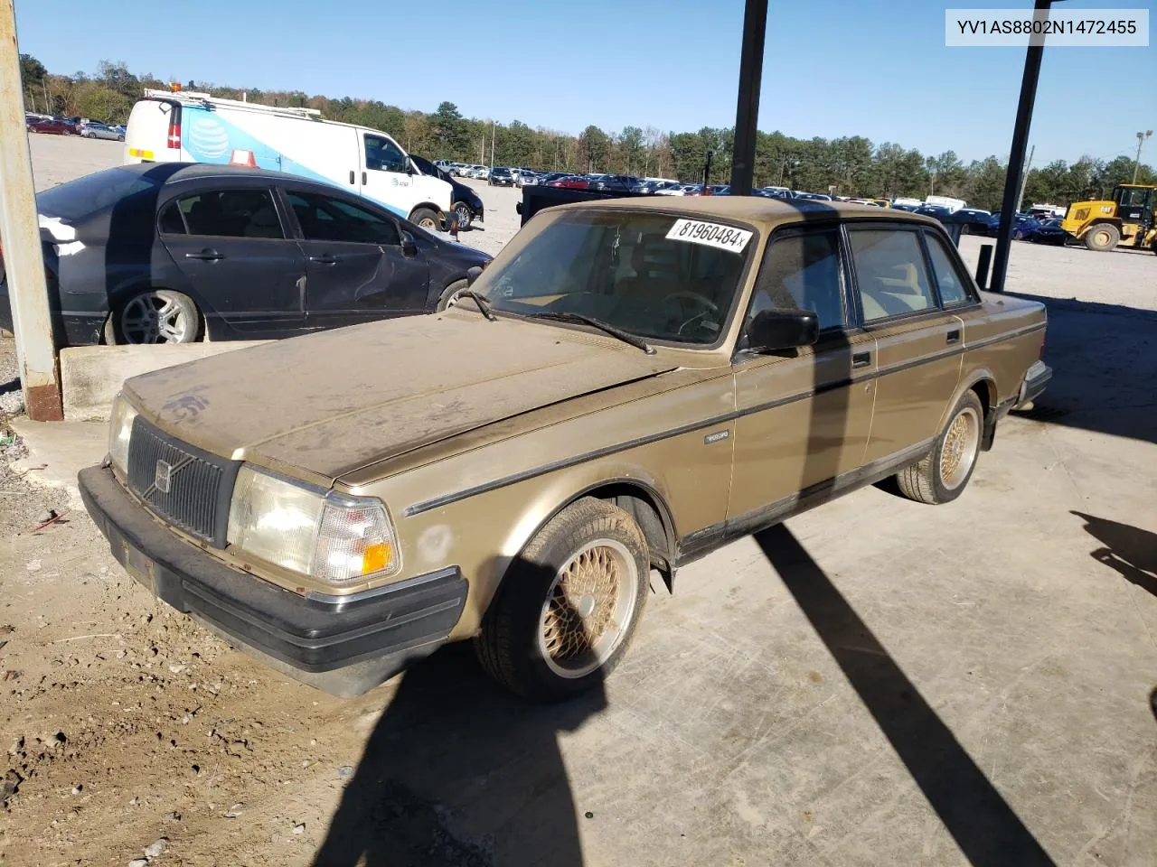 1992 Volvo 240 Base VIN: YV1AS8802N1472455 Lot: 81960484