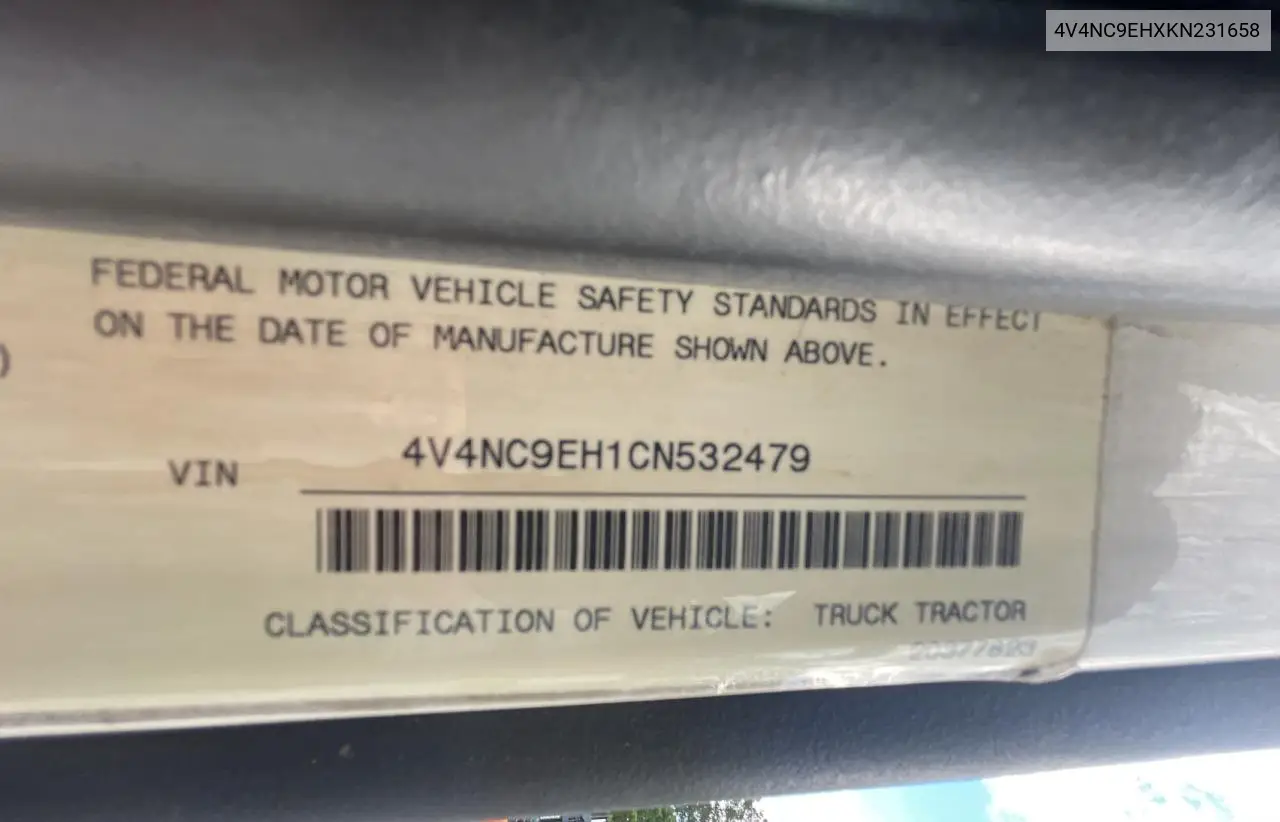 2019 Volvo Vn Vnl VIN: 4V4NC9EHXKN231658 Lot: 57167365
