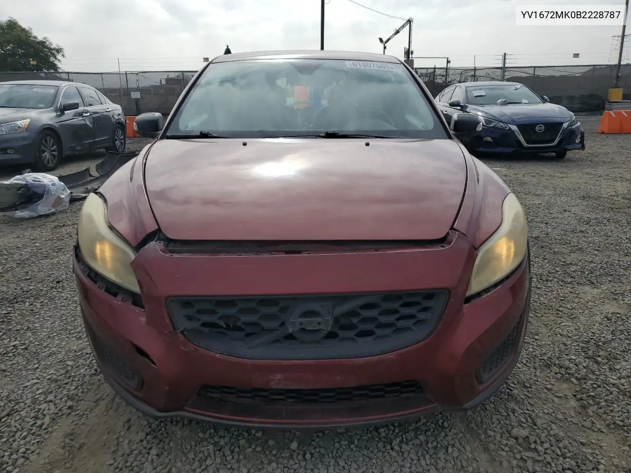 2011 Volvo C30 T5 VIN: YV1672MK0B2228787 Lot: 61807565