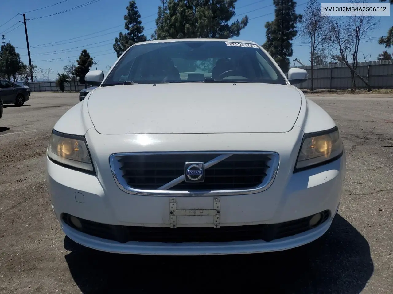 2010 Volvo S40 2.4I VIN: YV1382MS4A2506542 Lot: 56563775