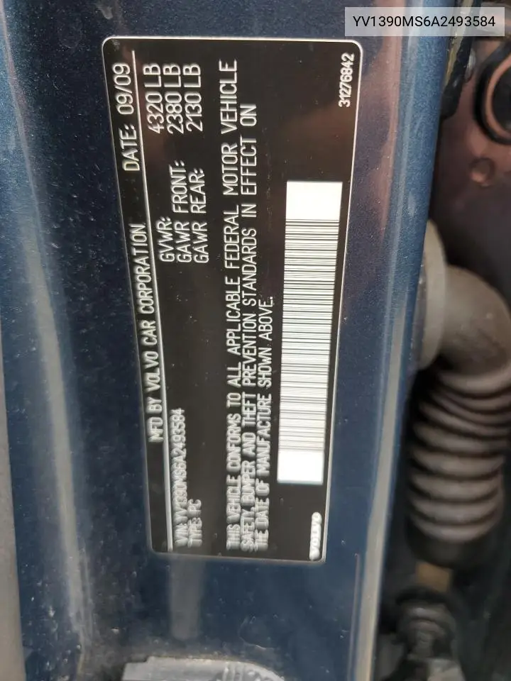 2010 Volvo S40 2.4I VIN: YV1390MS6A2493584 Lot: 61420925