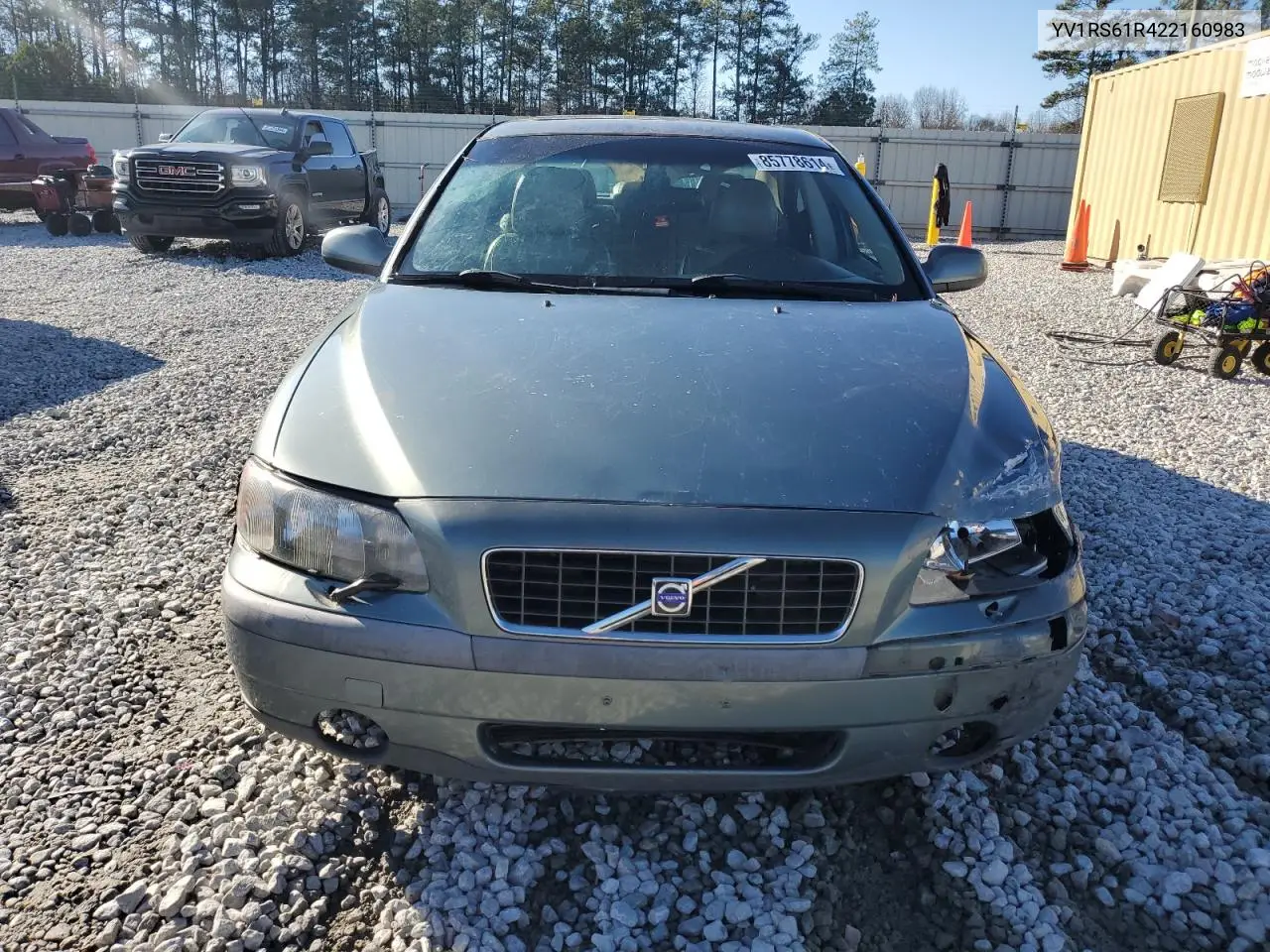 2002 Volvo S60 VIN: YV1RS61R422160983 Lot: 85778614