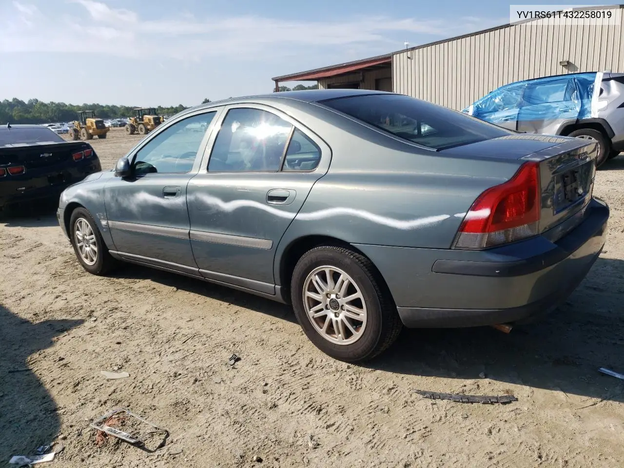 2003 Volvo S60 VIN: YV1RS61T432258019 Lot: 61358555