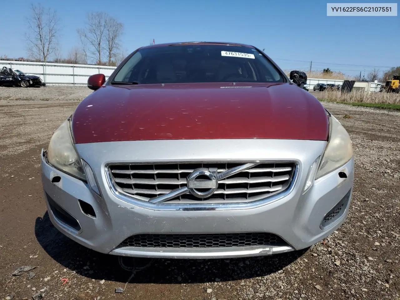 2012 Volvo S60 T5 VIN: YV1622FS6C2107551 Lot: 47631535