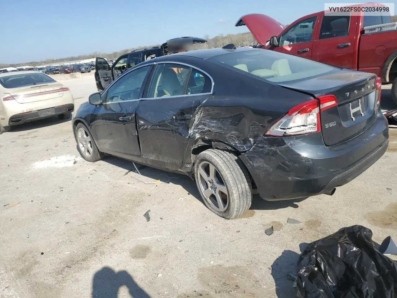 2012 Volvo S60 T5 VIN: YV1622FS0C2034998 Lot: 52811325