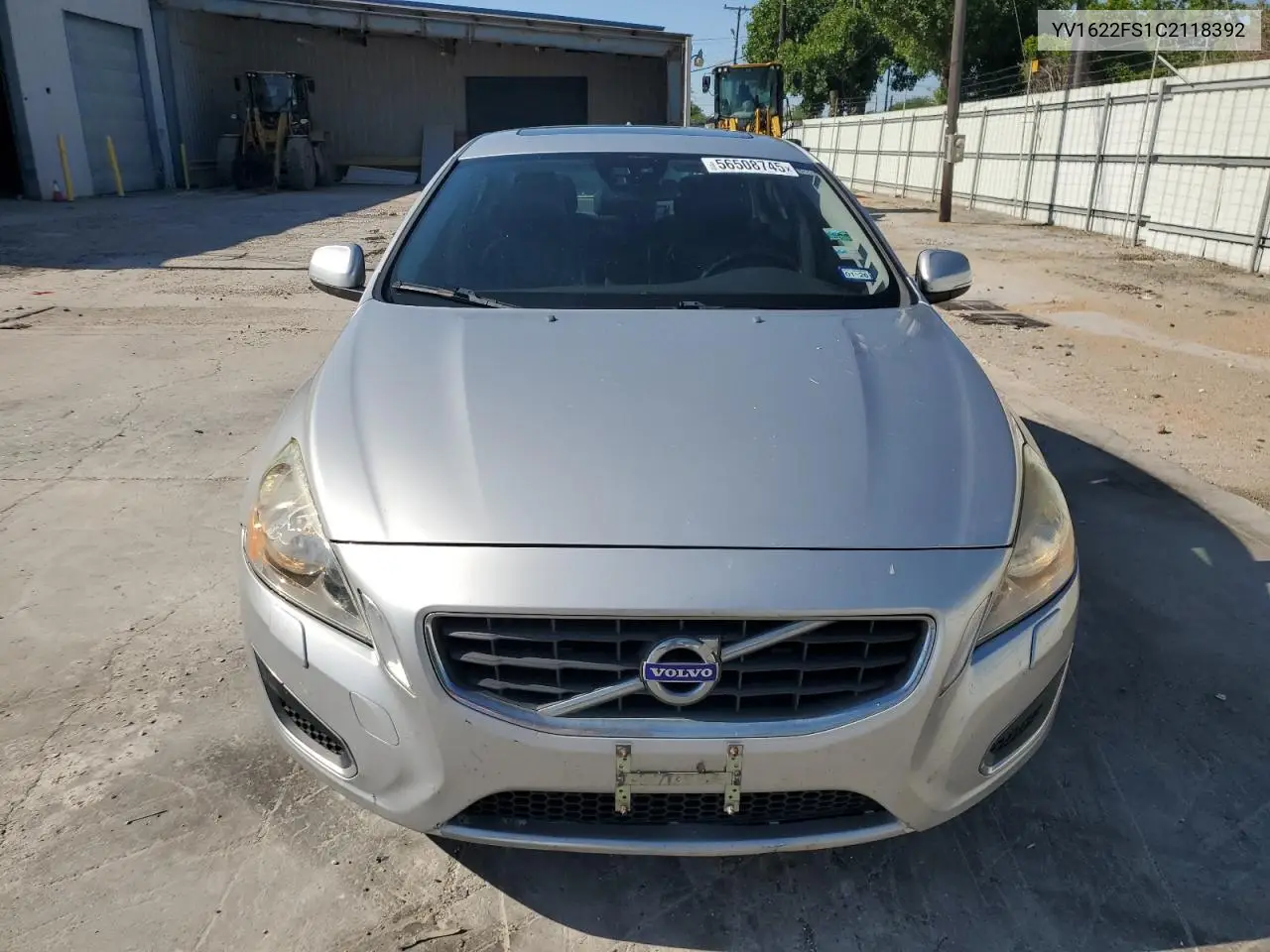 2012 Volvo S60 T5 VIN: YV1622FS1C2118392 Lot: 56508745