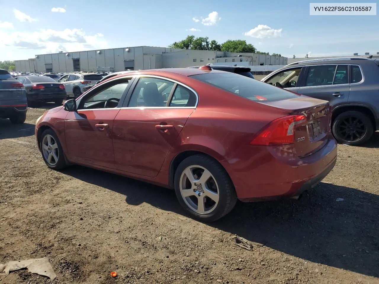 2012 Volvo S60 T5 VIN: YV1622FS6C2105587 Lot: 61008135