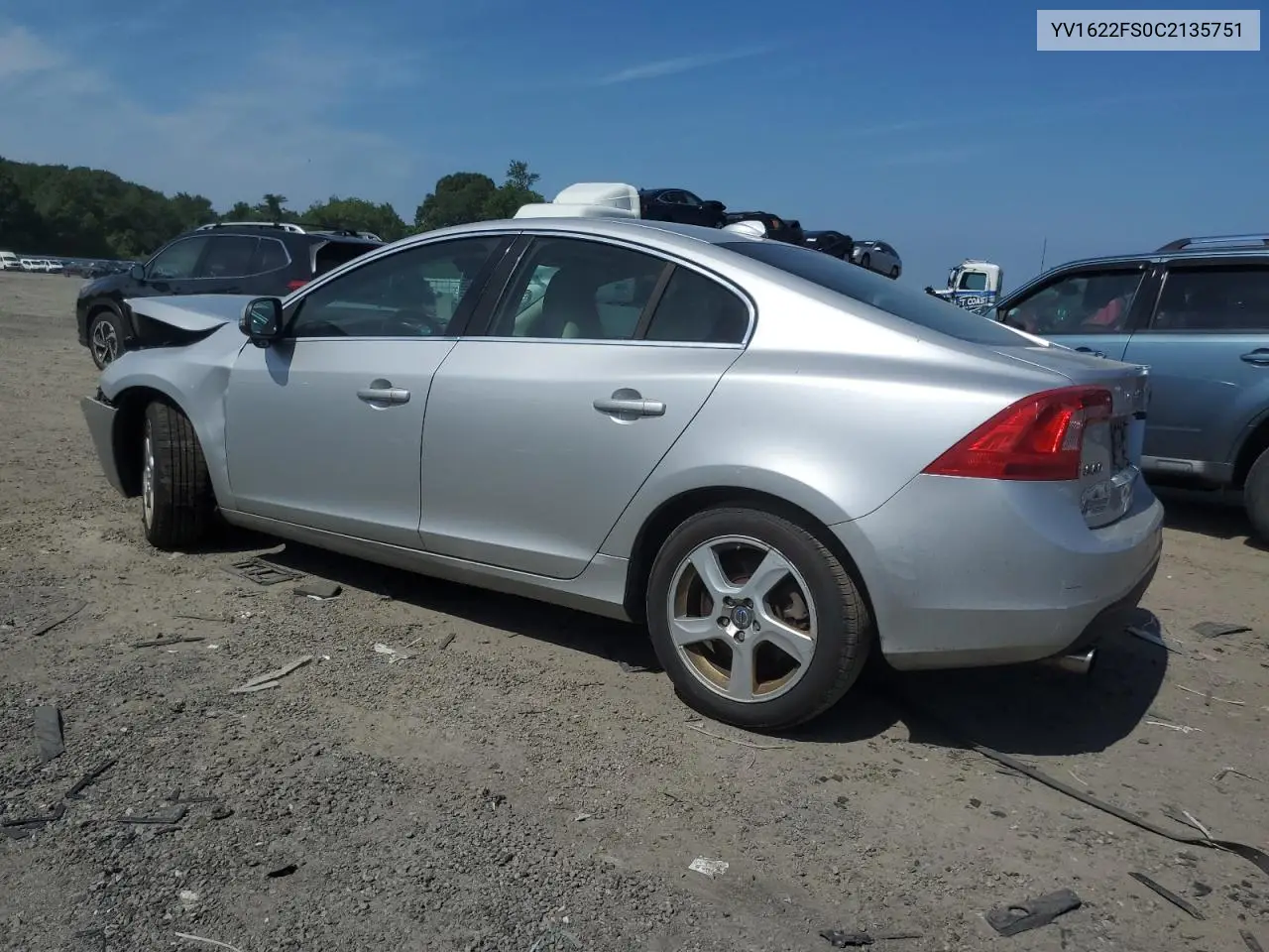 2012 Volvo S60 T5 VIN: YV1622FS0C2135751 Lot: 63218595
