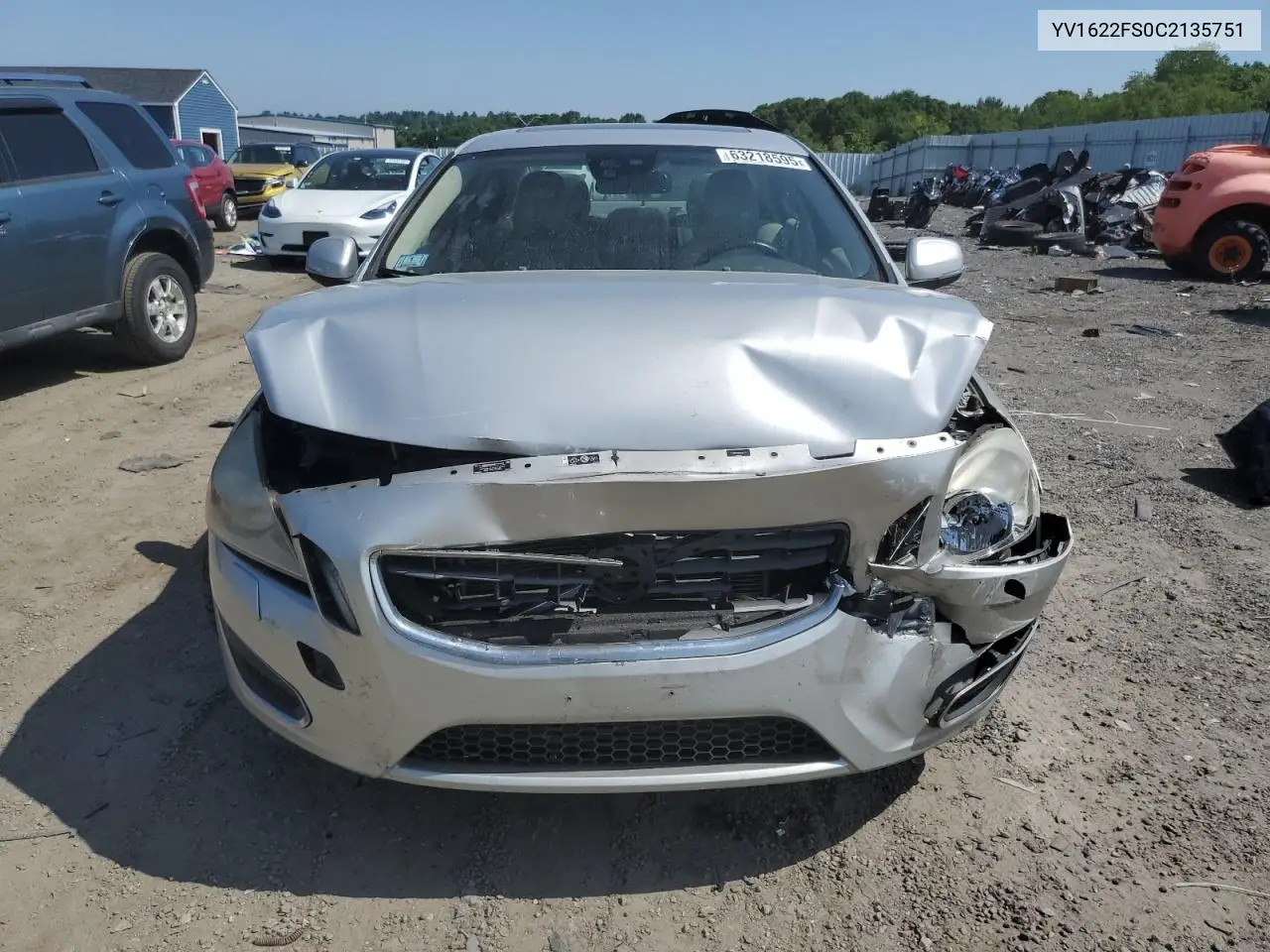 2012 Volvo S60 T5 VIN: YV1622FS0C2135751 Lot: 63218595