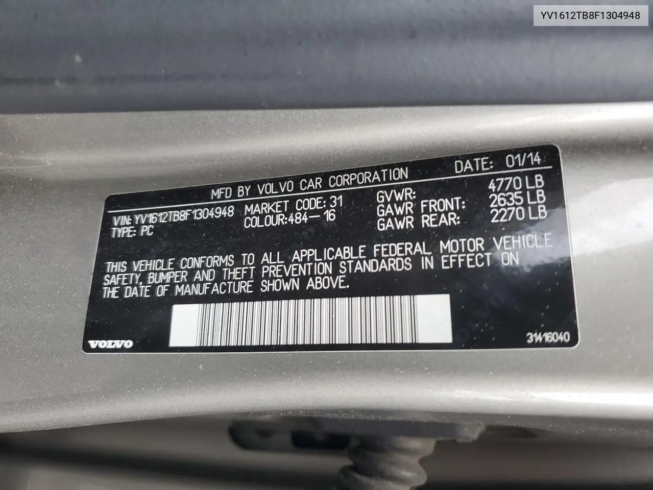 2015 Volvo S60 Premier VIN: YV1612TB8F1304948 Lot: 61372135